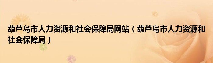 葫芦岛市人力资源和社会保障局网站（葫芦岛市人力资源和社会保障局）