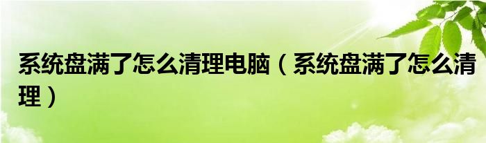 系统盘满了怎么清理电脑（系统盘满了怎么清理）