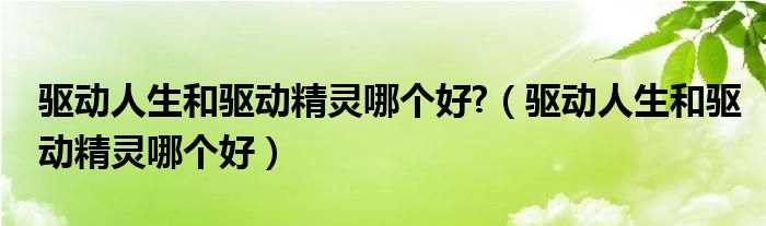 驱动人生和驱动精灵哪个好?（驱动人生和驱动精灵哪个好）