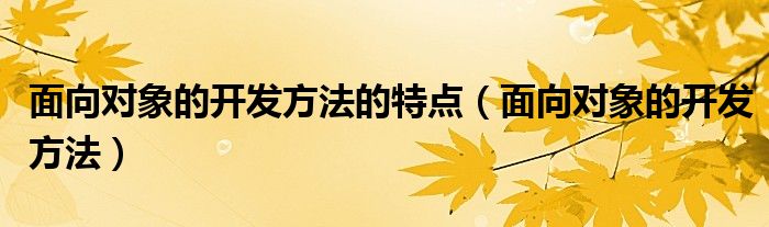 面向对象的开发方法的特点（面向对象的开发方法）