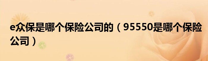 e众保是哪个保险公司的（95550是哪个保险公司）