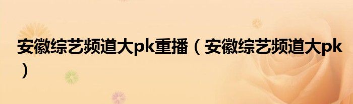 安徽综艺频道大pk重播（安徽综艺频道大pk）