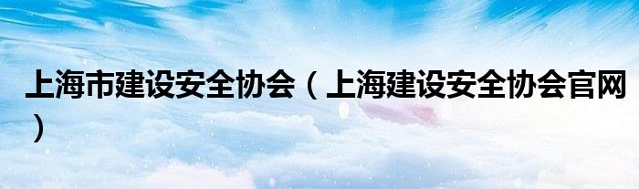 上海市建设安全协会（上海建设安全协会官网）