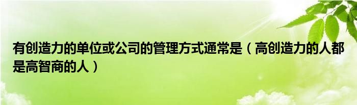 有创造力的单位或公司的管理方式通常是（高创造力的人都是高智商的人）