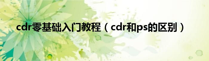 cdr零基础入门教程（cdr和ps的区别）