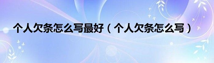 个人欠条怎么写最好（个人欠条怎么写）