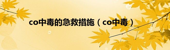 co中毒的急救措施（co中毒）