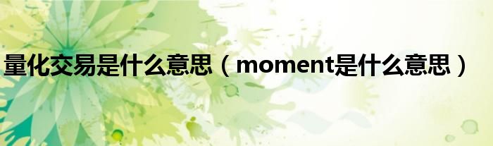 量化交易是什么意思（moment是什么意思）