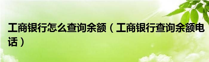 工商银行怎么查询余额（工商银行查询余额电话）