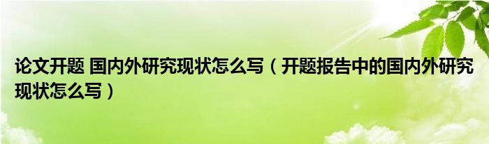 论文开题 国内外研究现状怎么写（开题报告中的国内外研究现状怎么写）