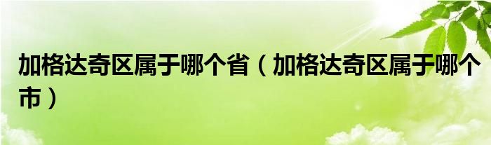 加格达奇区属于哪个省（加格达奇区属于哪个市）