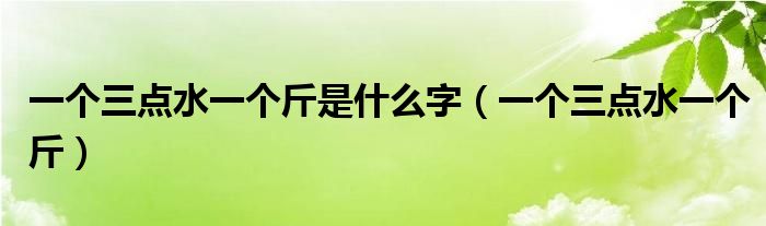 一个三点水一个斤是什么字（一个三点水一个斤）