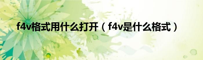 f4v格式用什么打开（f4v是什么格式）