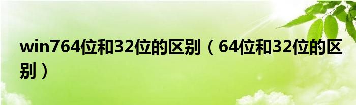 win764位和32位的区别（64位和32位的区别）