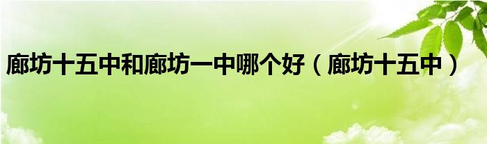 廊坊十五中和廊坊一中哪个好（廊坊十五中）