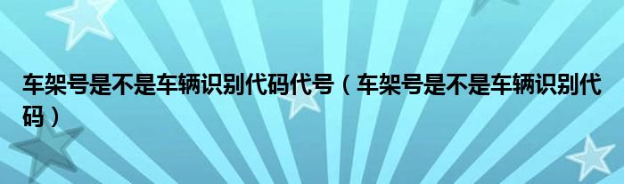 车架号是不是车辆识别代码代号（车架号是不是车辆识别代码）