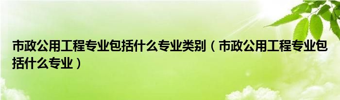 市政公用工程专业包括什么专业类别（市政公用工程专业包括什么专业）