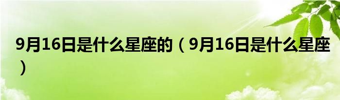 9月16日是什么星座的（9月16日是什么星座）