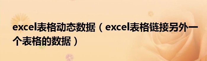 excel表格动态数据（excel表格链接另外一个表格的数据）