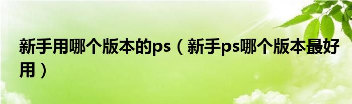 新手用哪个版本的ps（新手ps哪个版本最好用）