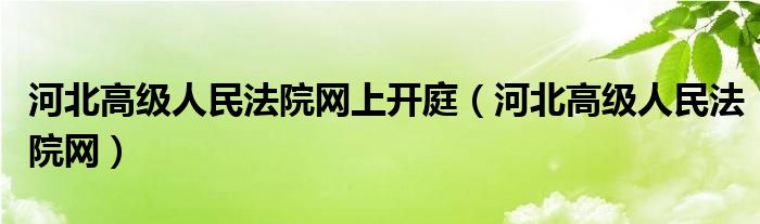 河北高级人民法院网上开庭（河北高级人民法院网）