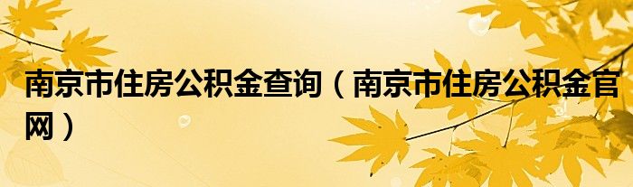 南京市住房公积金查询（南京市住房公积金官网）