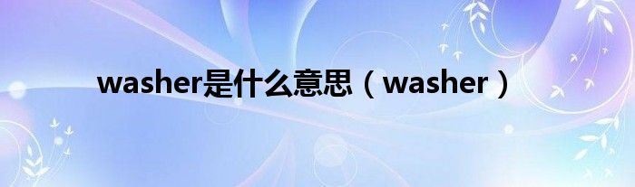 washer是什么意思（washer）