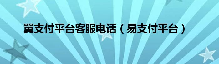 翼支付平台客服电话（易支付平台）