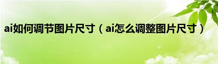 ai如何调节图片尺寸（ai怎么调整图片尺寸）