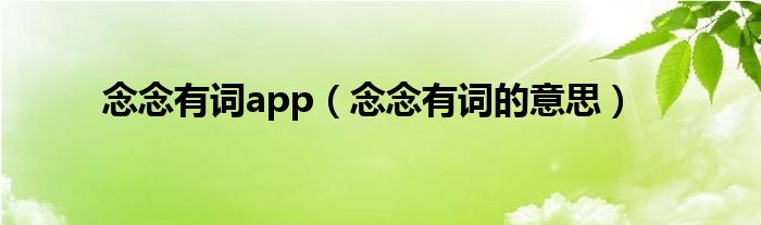 念念有词app（念念有词的意思）