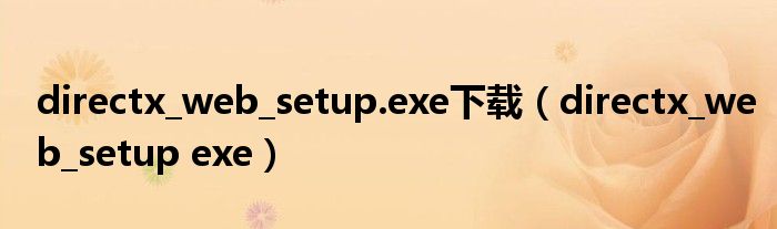 directx_web_setup.exe下载（directx_web_setup exe）