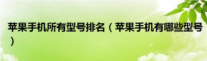 苹果手机所有型号排名（苹果手机有哪些型号）