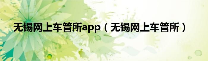 无锡网上车管所app（无锡网上车管所）