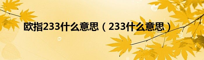 欧指233什么意思（233什么意思）