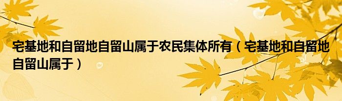 宅基地和自留地自留山属于农民集体所有（宅基地和自留地自留山属于）