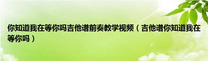 你知道我在等你吗吉他谱前奏教学视频（吉他谱你知道我在等你吗）