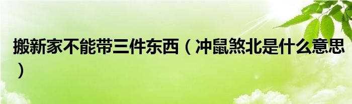 搬新家不能带三件东西（冲鼠煞北是什么意思）