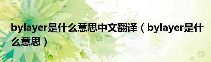 bylayer是什么意思中文翻译（bylayer是什么意思）