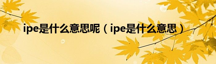 ipe是什么意思呢（ipe是什么意思）