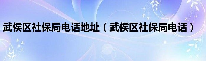 武侯区社保局电话地址（武侯区社保局电话）