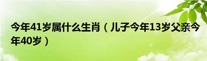 今年41岁属什么生肖（儿子今年13岁父亲今年40岁）