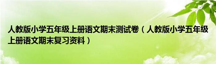 人教版小学五年级上册语文期末测试卷（人教版小学五年级上册语文期末复习资料）