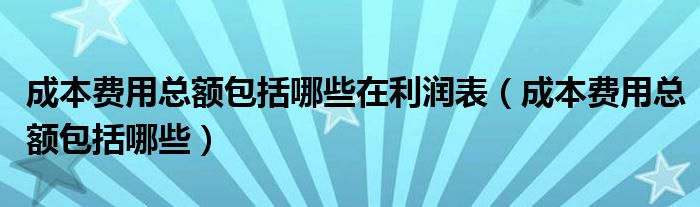 成本费用总额包括哪些在利润表（成本费用总额包括哪些）