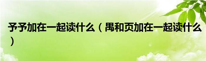 予予加在一起读什么（禺和页加在一起读什么）