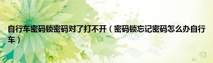 自行车密码锁密码对了打不开（密码锁忘记密码怎么办自行车）