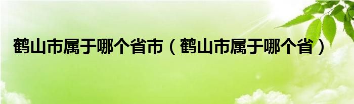 鹤山市属于哪个省市（鹤山市属于哪个省）