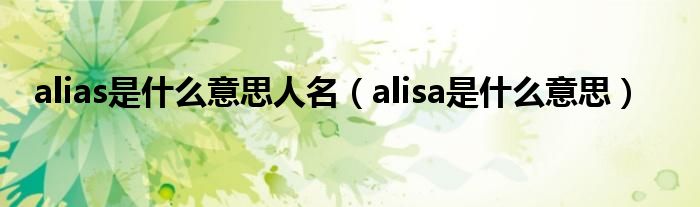 alias是什么意思人名（alisa是什么意思）