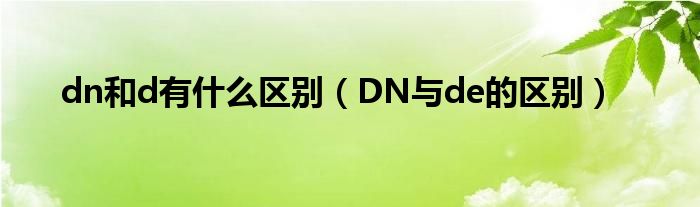 dn和d有什么区别（DN与de的区别）