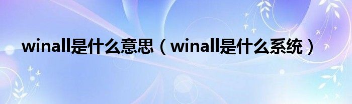 winall是什么意思（winall是什么系统）