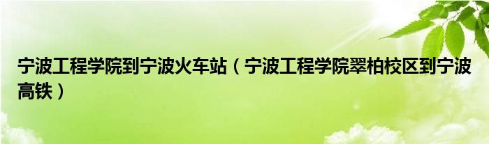 宁波工程学院到宁波火车站（宁波工程学院翠柏校区到宁波高铁）